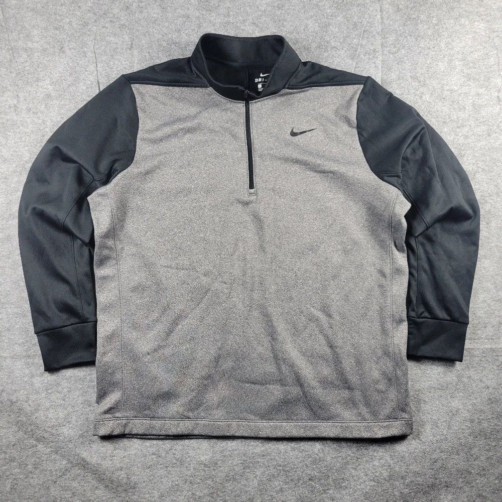Nike Gray Black Dri-Fit Therma Half-Zip Pullover Men Size XL AA3323-010